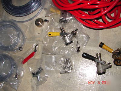 Lot of draft beer dispensing taps hoses clamps 