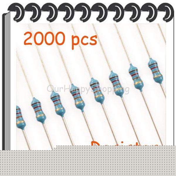 Metal film resistor 2000 pcs 50 value 5% 1/4W (1R~10MR)