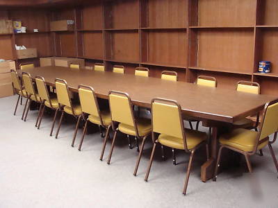 16' solid dark wood executive meeting/conference table