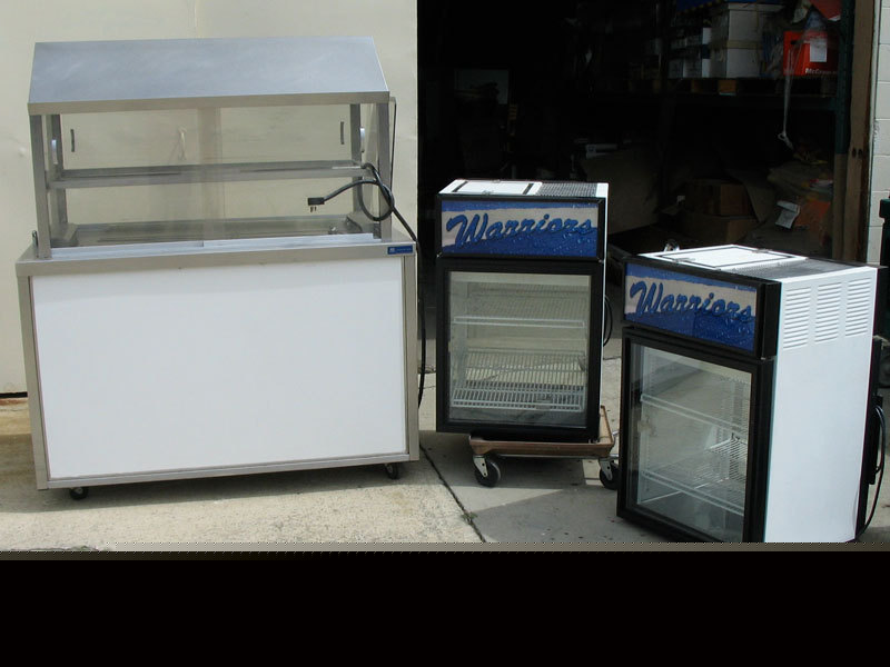 2 true swing door pass-thru refrigerators + display cab