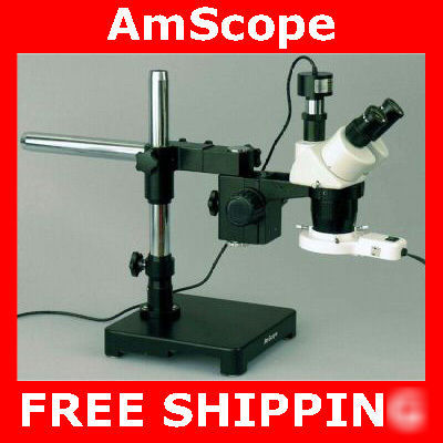 20X-40X-80X trinocular stereo microscope boom + camera
