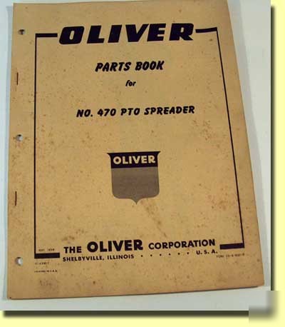 1959 oliver parts book for #470 pto spreader