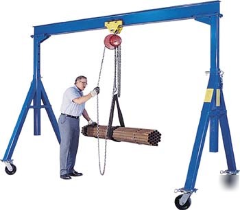 4-ton adj. steel gantry crane, 20' beam, 8'6