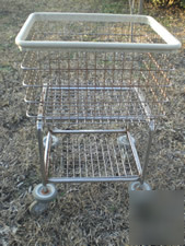 Vintage laundromat industrial clothes cart basket