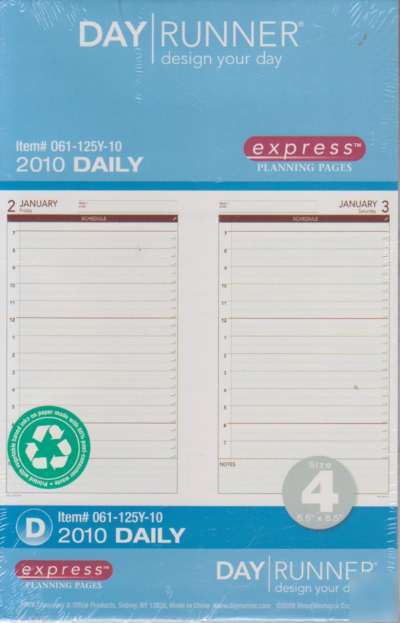 Day runner 2010 item# 061-125Y-10 refill express dail