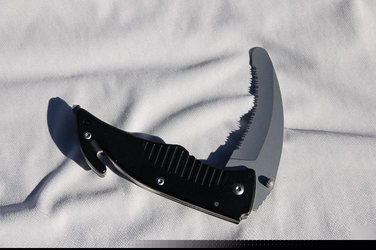 Rescue knife w/belt cutter/window punch/swat/black