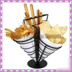 Wire french fry holders 3-cone, set/7