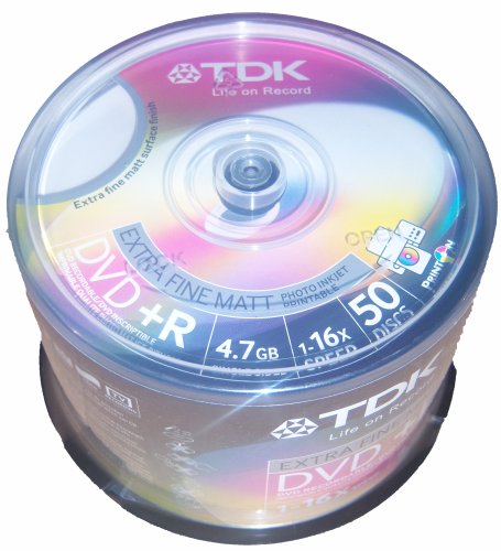 50 tdk blank dvd discs printable dvd+r 16X 4.7GB