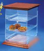 Cal-mil counter display case dark wood base/top |814-1