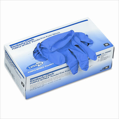 Disposable nitrile exam gloves, medium, purple, 100/box