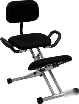Ergonomic kneeling chair with handles - black fabric se
