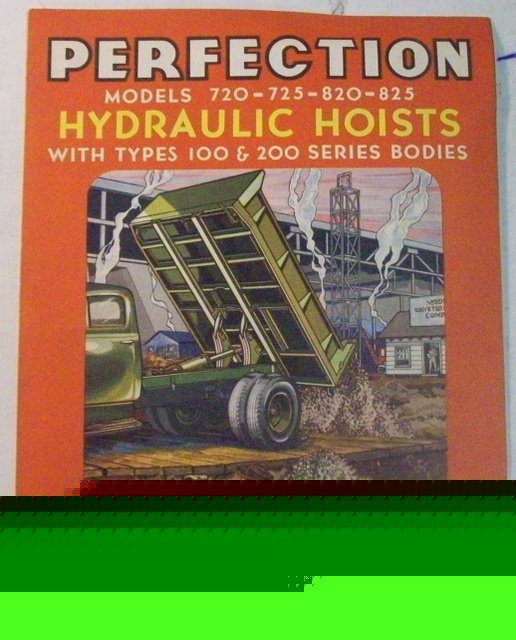 Perfection 1954 hydraulic dump hoists sales brochure