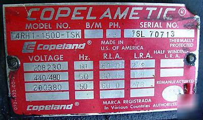 Rem. copelametic compressor 4RH1-1500-tsk, s#76L-70713