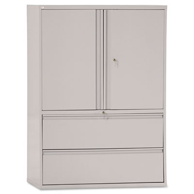 2-drawer lateral file cabinet with storage gray
