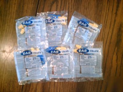 6 pairs e.a.r. ultrafit corded earplugs nrr 25