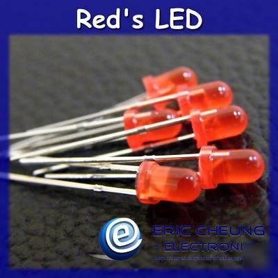 50PCS 3MM round red led leds 2PINS & free resistors
