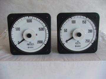 Crompton series 77 switchboard volt & ammeters