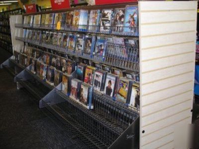 Dvd racks electronics store fixtures black floor & wall