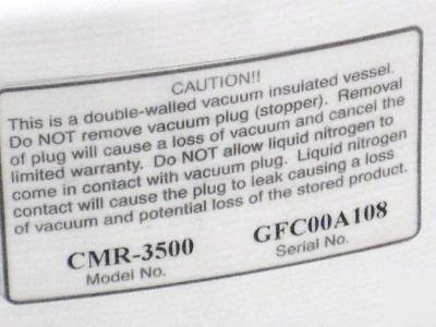 Thermo-forma cryomed cmr-3500 nitrogen vessel / dewar