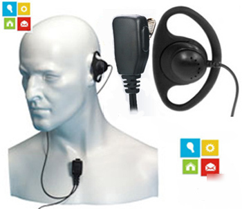 1 x d - shape ptt earpiece for motorola radio (2PIN)