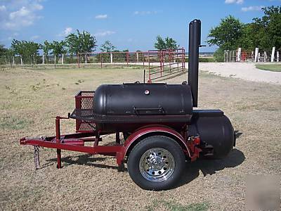 Custom bbq and charcoal grill trailer mounted 