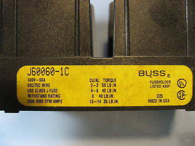 Lot of 2 - buss J60060-1C fuse holder 600VAC 1 pole
