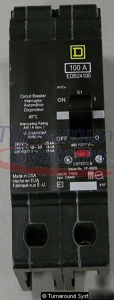 New square d EDB24100 circuit breakers, 100 a, 2 pole, 