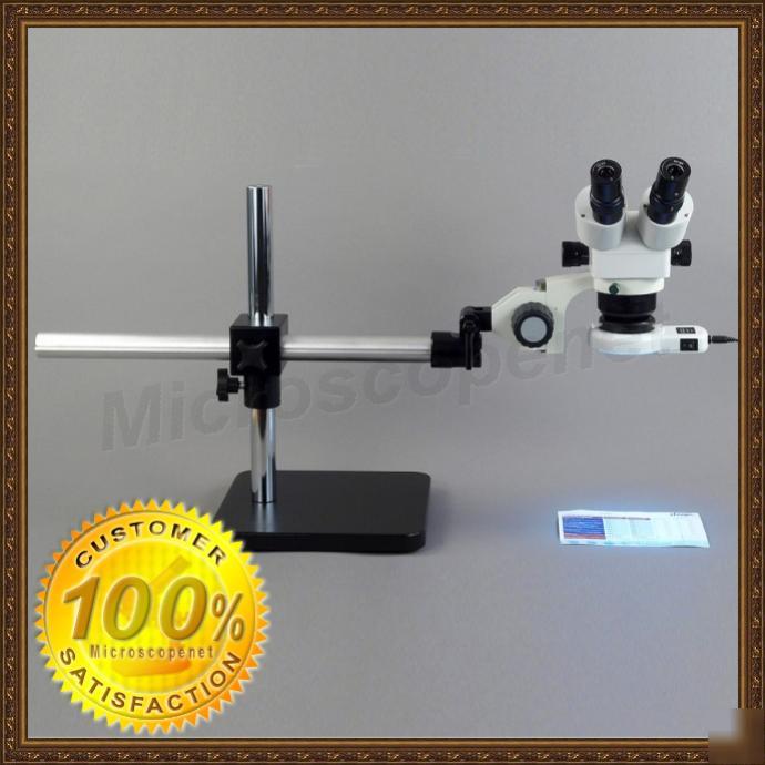 Boom stand 5X-80X zoom stereo microscope + 54 led light