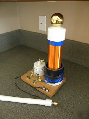 Tesla coil spark gap type with hv discharge wand