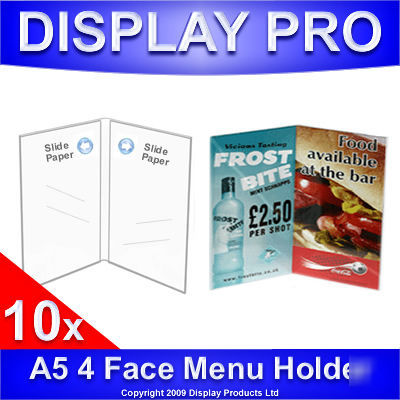 10 x A5 menu 4 side poster advertisement sign stands