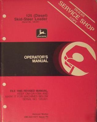 John deere 125 diesel skid steer loader operator manual