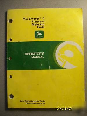 John deere operators manual max emerge 2 plateless 1987