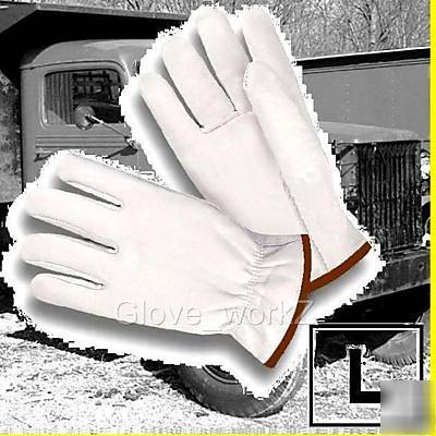 Premium grain goatskin drivers / work gloves 1PR men l