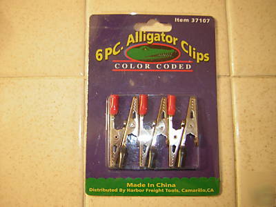 6 pc color coded alligator clips, mechanics, electrical
