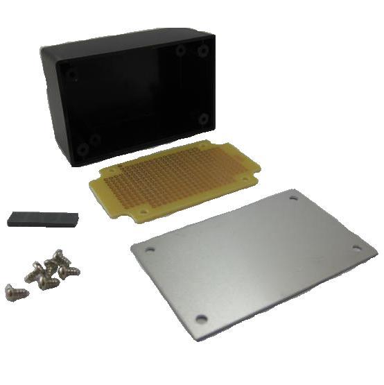 Project box with aluminium cover & matrix board pcb
