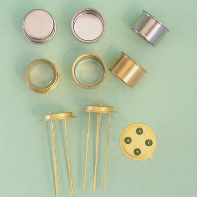 3) gold transistor to-5 headers - 4 pins - with covers