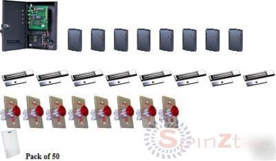 8 door access control kit with 600LB lock and software