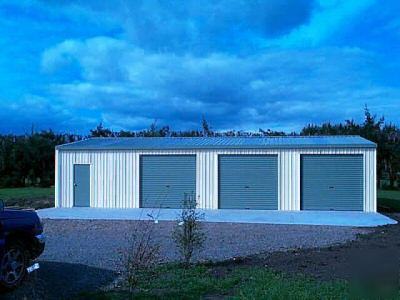 Steel metal 3-car garage shop building kit 1008 sq ft