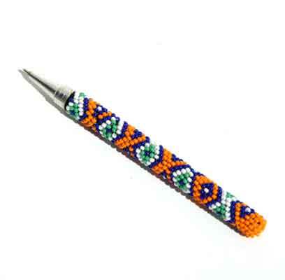 Writing pen with indian beadwork