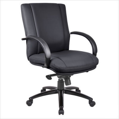 Mid back exec chair knee-tilt base fabric chrome black