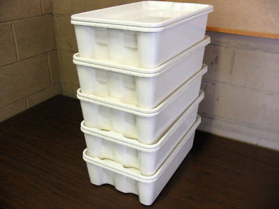 Tote pans,heavy duty w/lids,storage containers,bins 