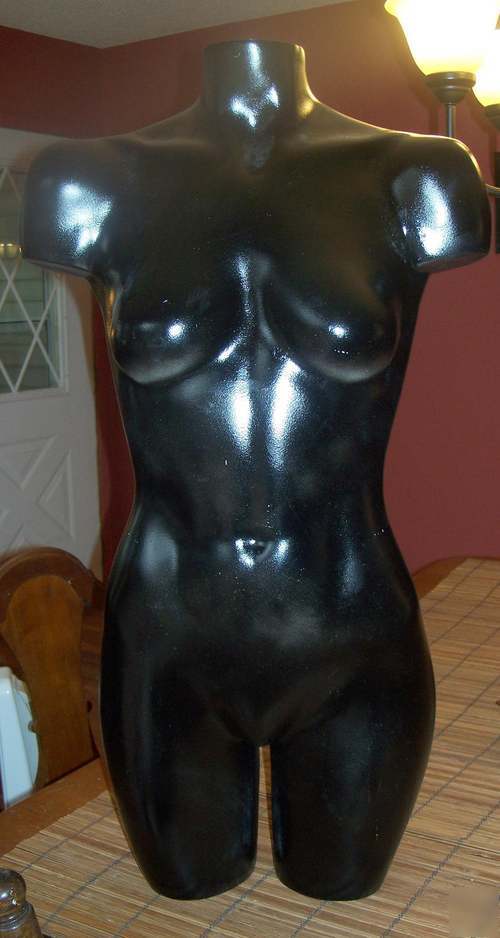 Vintage lacquer black dramatic fiberglass mannequin