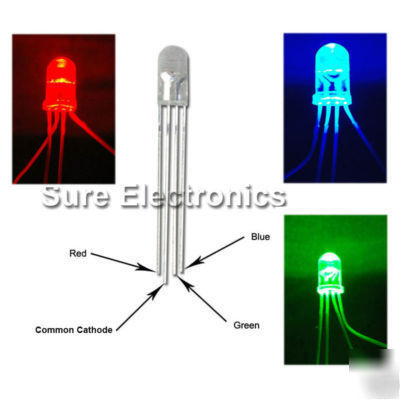 100 pcs 5MM rgb led 4000MCD common cathode & free r