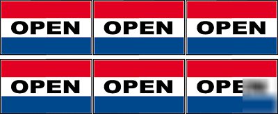 Lot of 6 open sign flags 3FT x 5FT red white & blue 