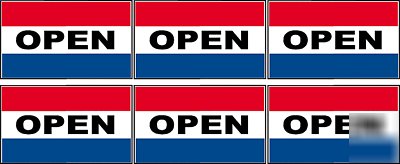 Lot of 6 open sign flags 3FT x 5FT red white & blue 