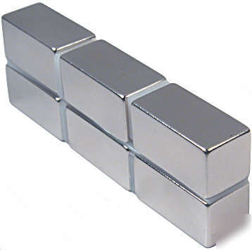 6 neodymium magnets 1 x 1/2 x 1/2 inch bar N48 