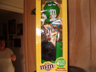 Green m&m candy dispenser & coin bank (candy included) 