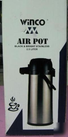Winco 2.2L black & stainless coffee/tea airpot ap-250