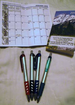 2010 pocket calendars & dynagrip retractable ink pens