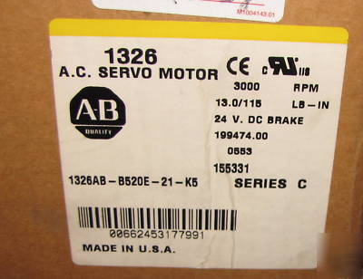 New * * allen bradley 1326AB-B520E-21-K5 ac servo motor